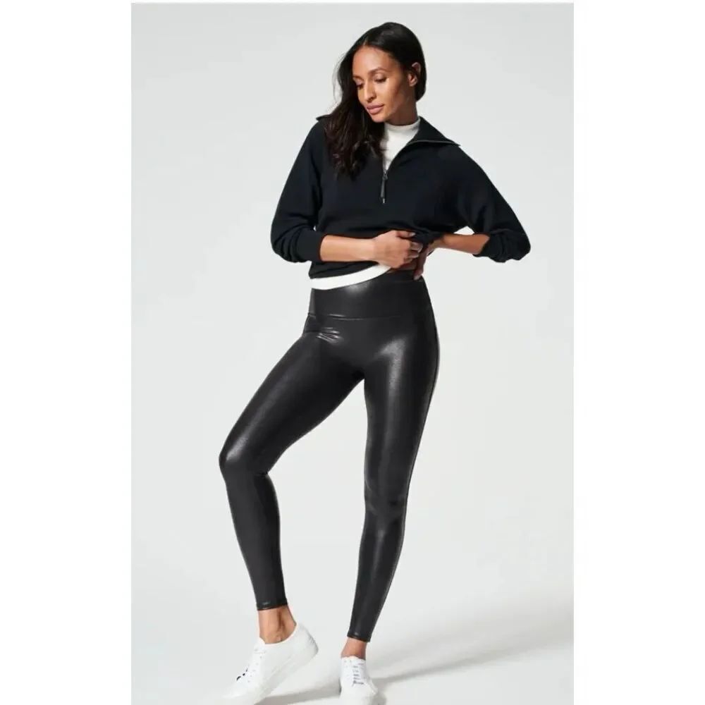 SPANX Faux Leather Leggings Black Medium